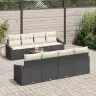 Dārza Dīvānu Komplekts 7 Pcs Melns, Balts 55 X 55 X 37 Cm Vidaxl