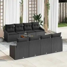 Dārza Dīvānu Komplekts 7 Pcs Melna Vidaxl