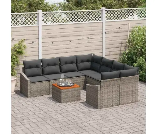 Dārza Dīvānu Komplekts 9 Pcs Pelēka 55 X 55 X 37 Cm Rotangpalma Vidaxl