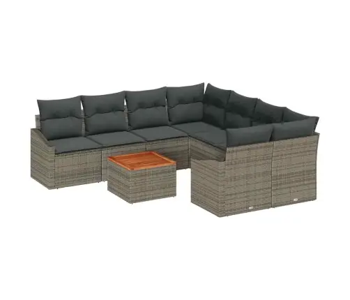 Dārza Dīvānu Komplekts 9 Pcs Pelēka 55 X 55 X 37 Cm Rotangpalma Vidaxl