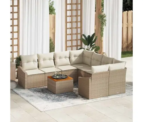 Dārza Dīvānu Komplekts 9 Pcs Bežs, Balts 55 X 55 X 37 Cm Vidaxl