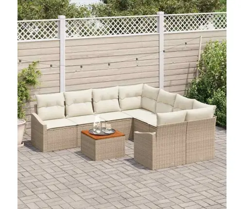 Dārza Dīvānu Komplekts 9 Pcs Bežs, Balts 55 X 55 X 37 Cm Vidaxl