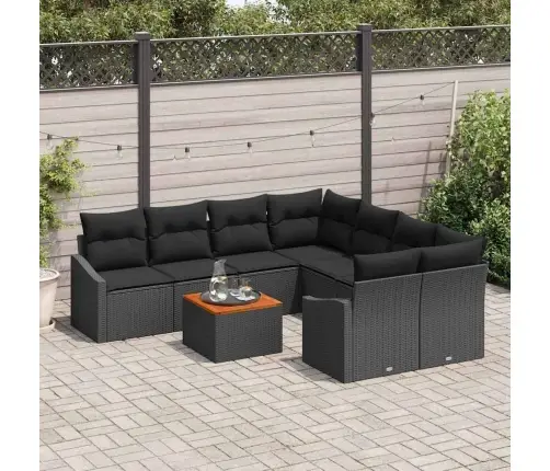 Dārza Dīvānu Komplekts 9 Pcs Melna 55 X 55 X 37 Cm Vidaxl