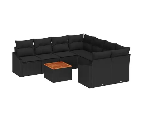 Dārza Dīvānu Komplekts 9 Pcs Melna 55 X 55 X 37 Cm Vidaxl