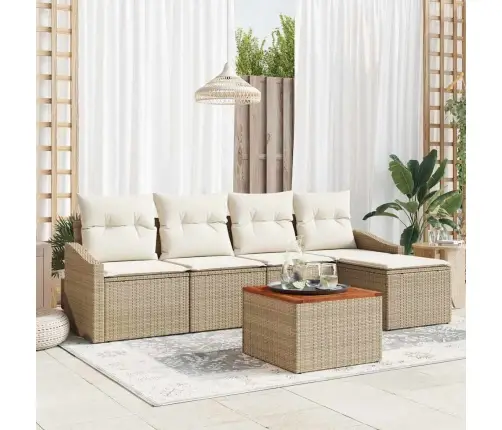 Dārza Dīvānu Komplekts 6 Pcs Bežs, Balts 55 X 55 X 37 Cm Vidaxl