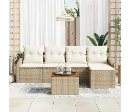 Dārza Dīvānu Komplekts 6 Pcs Bežs, Balts 55 X 55 X 37 Cm Vidaxl
