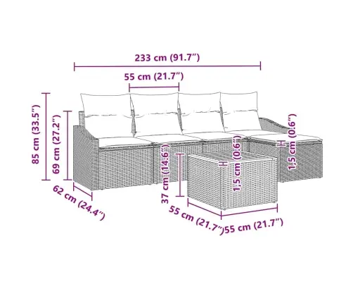 Dārza Dīvānu Komplekts 6 Pcs Bežs, Balts 55 X 55 X 37 Cm Vidaxl