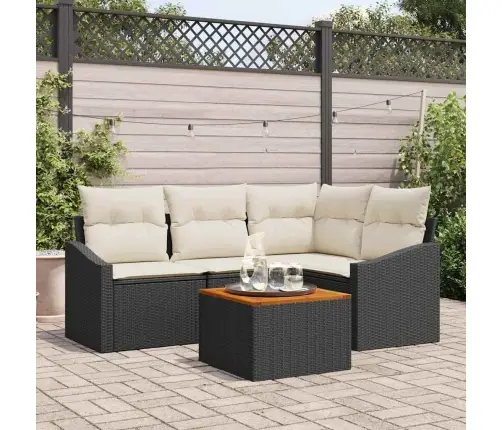 Dārza Dīvānu Komplekts 5 Pcs Melns, Balts 55 X 55 X 37 Cm Vidaxl