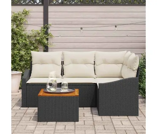 Dārza Dīvānu Komplekts 5 Pcs Melns, Balts 55 X 55 X 37 Cm Vidaxl