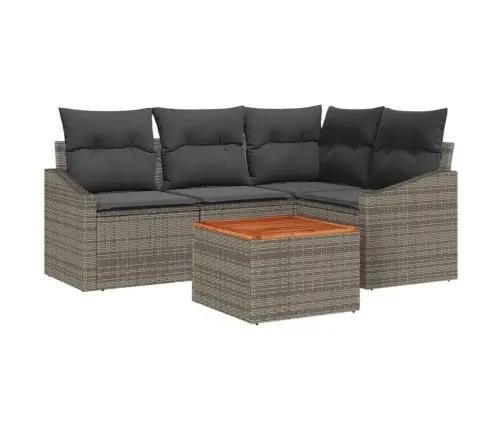 Sodo Sofų Rinkinys Su Saugykla 5 Pcs Pilka Poliratanas