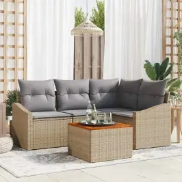 Dārza Dīvānu Komplekts 5 Pcs Bēša Un Gaiši Pelēka Vidaxl