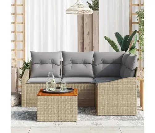 Dārza Dīvānu Komplekts 5 Pcs Bēša Un Gaiši Pelēka Vidaxl