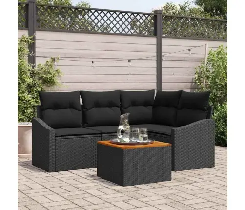 Dārza Dīvānu Komplekts Ar Uzglabāšanu 5 Pcs Melna Poliratāns Vidaxl