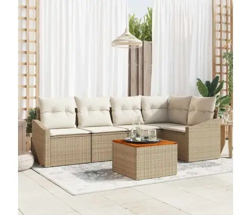 Dārza Dīvānu Komplekts 6 Pcs Bežs, Balts 55 X 55 X 37 Cm Vidaxl