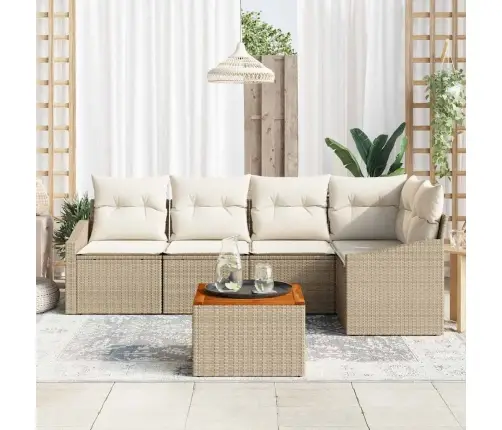 Dārza Dīvānu Komplekts 6 Pcs Bežs, Balts 55 X 55 X 37 Cm Vidaxl