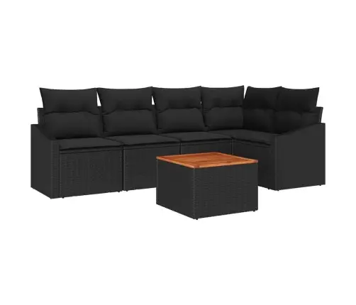 Dārza Dīvānu Komplekts 6 Pcs Melna 55 X 55 X 37 Cm Vidaxl