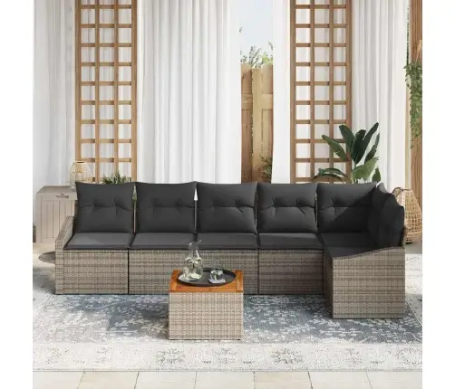 Dārza Dīvānu Komplekts 7 Pcs Pelēka 55 X 55 X 37 Cm Rotangpalma Vidaxl