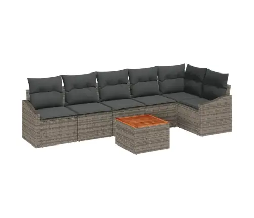 Dārza Dīvānu Komplekts 7 Pcs Pelēka 55 X 55 X 37 Cm Rotangpalma Vidaxl