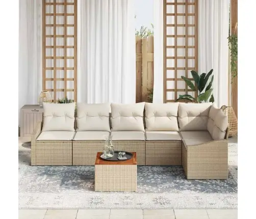 Dārza Dīvānu Komplekts 7 Pcs Bežs, Balts 55 X 55 X 37 Cm Vidaxl