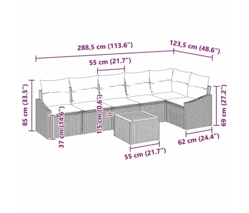 Sodo Sofų Rinkinys Su Saugykla 7 Pcs Juoda Poliratanas