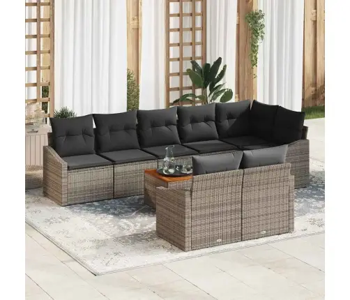 Dārza Dīvānu Komplekts 9 Pcs Pelēka Vidaxl