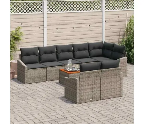 Dārza Dīvānu Komplekts 9 Pcs Pelēka Vidaxl