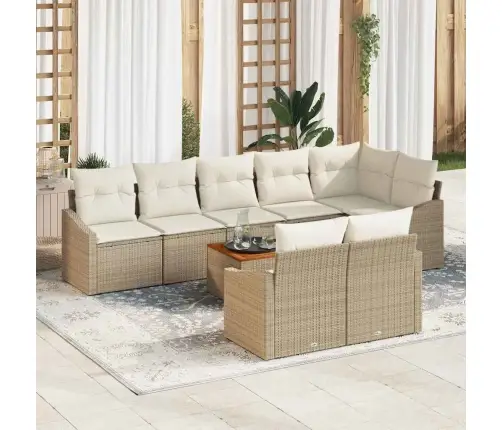 Dārza Dīvānu Komplekts 9 Pcs Bežs, Balts 55 X 55 X 37 Cm Vidaxl