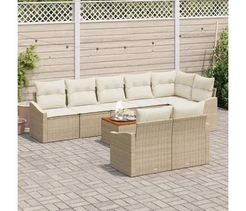 Dārza Dīvānu Komplekts 9 Pcs Bežs, Balts 55 X 55 X 37 Cm Vidaxl
