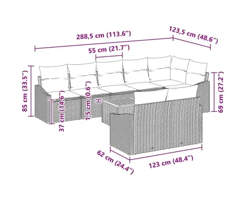 Aia Diivanikomplekt Ladustamisega 9 Pcs Must Polürotang