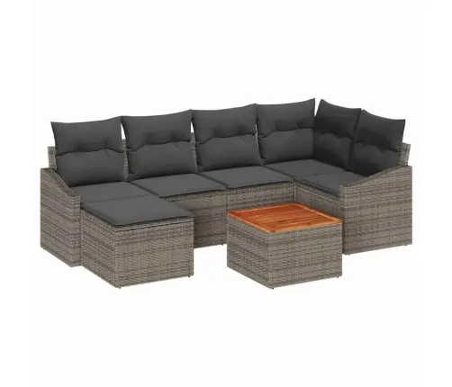 Sodo Sofų Rinkinys Su Saugykla 7 Pcs Pilka Poliratanas