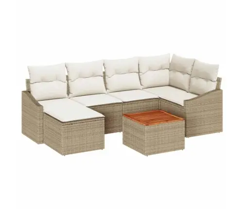 Dārza Dīvānu Komplekts 7 Pcs Bežs, Balts 55 X 55 X 37 Cm Vidaxl