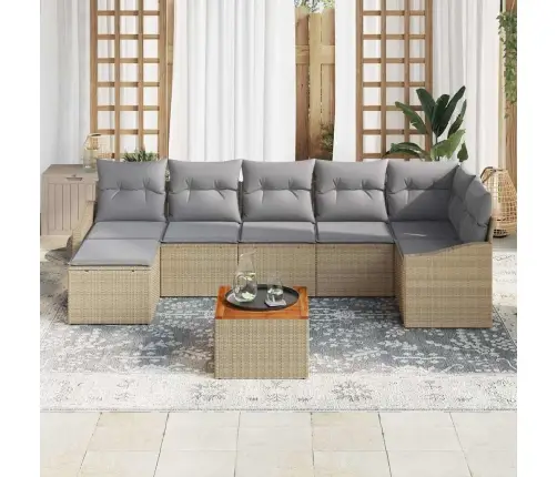 Dārza Dīvānu Komplekts 8 Pcs Bēša Un Gaiši Pelēka Vidaxl