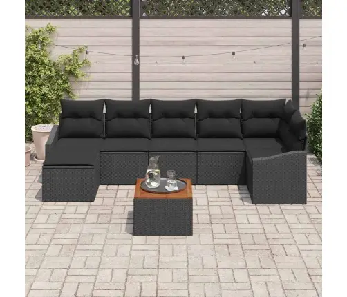 Dārza Dīvānu Komplekts Ar Uzglabāšanu 8 Pcs Melna Poliratāns Vidaxl