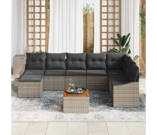 Dārza Dīvānu Komplekts 9 Pcs Pelēka Vidaxl