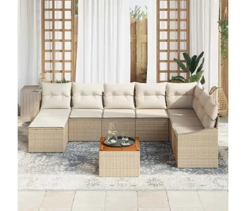 Dārza Dīvānu Komplekts 9 Pcs Bežs, Balts Vidaxl