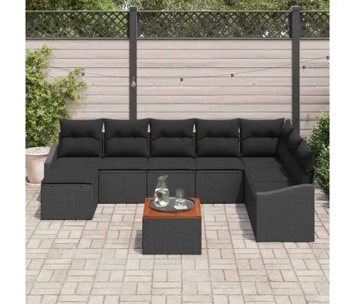 Dārza Dīvānu Komplekts Ar Uzglabāšanu 9 Pcs Melna Poliratāns Vidaxl