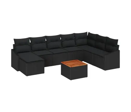 Dārza Dīvānu Komplekts Ar Uzglabāšanu 9 Pcs Melna Poliratāns Vidaxl