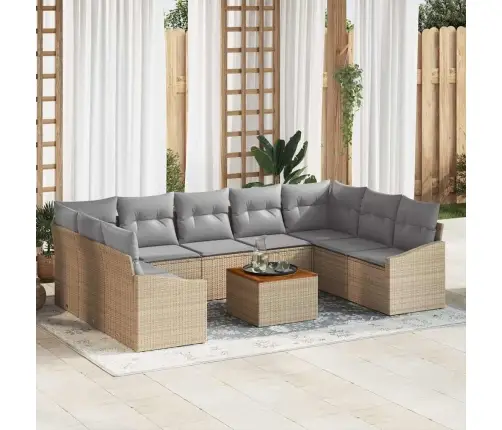 Dārza Dīvānu Komplekts 10 Pcs Bežs, Gaiši Pelēks Vidaxl