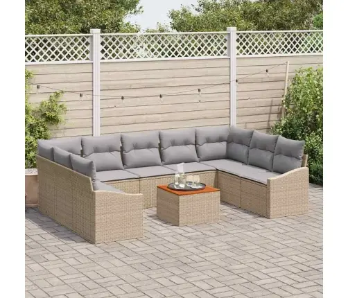 Dārza Dīvānu Komplekts 10 Pcs Bežs, Gaiši Pelēks Vidaxl