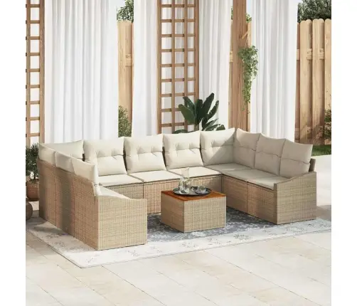 Dārza Dīvānu Komplekts 10 Pcs Bežs, Balts 55 X 55 X 37 Cm Vidaxl