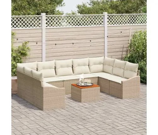 Dārza Dīvānu Komplekts 10 Pcs Bežs, Balts 55 X 55 X 37 Cm Vidaxl