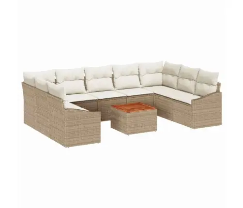 Dārza Dīvānu Komplekts 10 Pcs Bežs, Balts 55 X 55 X 37 Cm Vidaxl