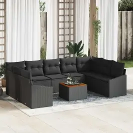 Dārza Dīvānu Komplekts 10 Pcs Melna Vidaxl