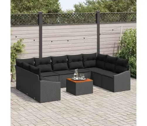 Dārza Dīvānu Komplekts 10 Pcs Melna 55 X 55 X 37 Cm Vidaxl