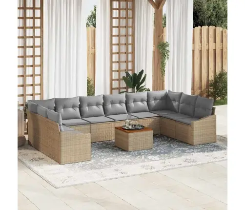 Aia Diivanikomplekt 11 Pcs Beež Ja Heledhall Polürotang