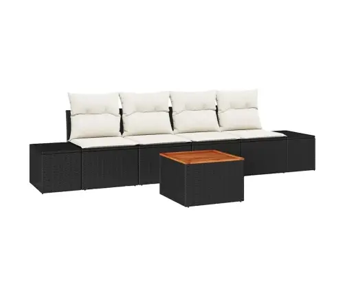 Dārza Dīvānu Komplekts 5 Pcs Melns, Balts 55 X 55 X 37 Cm Vidaxl