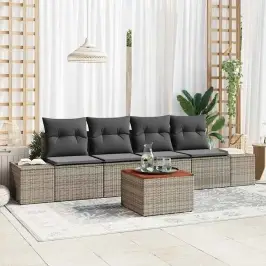 Dārza Dīvānu Komplekts 5 Pcs Pelēka Vidaxl