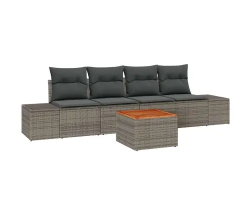 Sodo Sofų Rinkinys Su Saugykla 5 Pcs Pilka Poliratanas