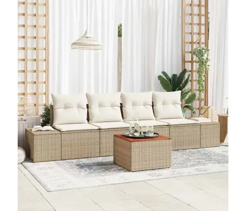 Dārza Dīvānu Komplekts 5 Pcs Bežs, Balts 55 X 55 X 37 Cm Vidaxl