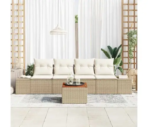 Dārza Dīvānu Komplekts 5 Pcs Bežs, Balts 55 X 55 X 37 Cm Vidaxl